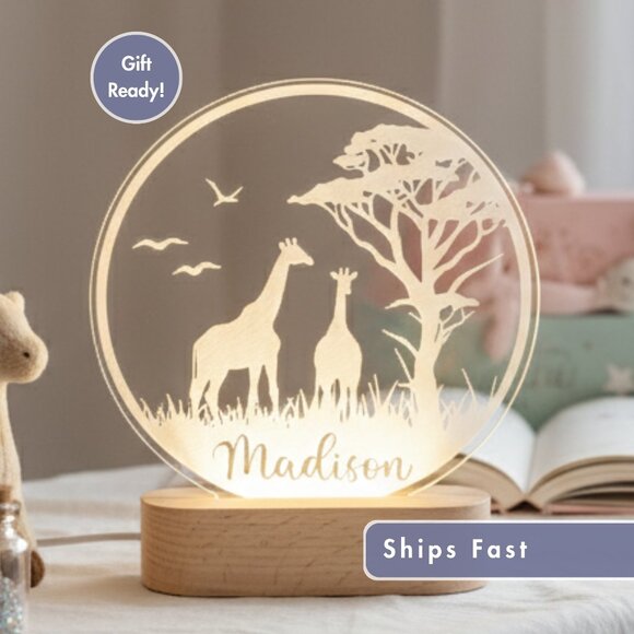 Safari Jungle Custom Name Light • Personalized LED Cloud Decor • Kids Gift - Picture 1 of 8